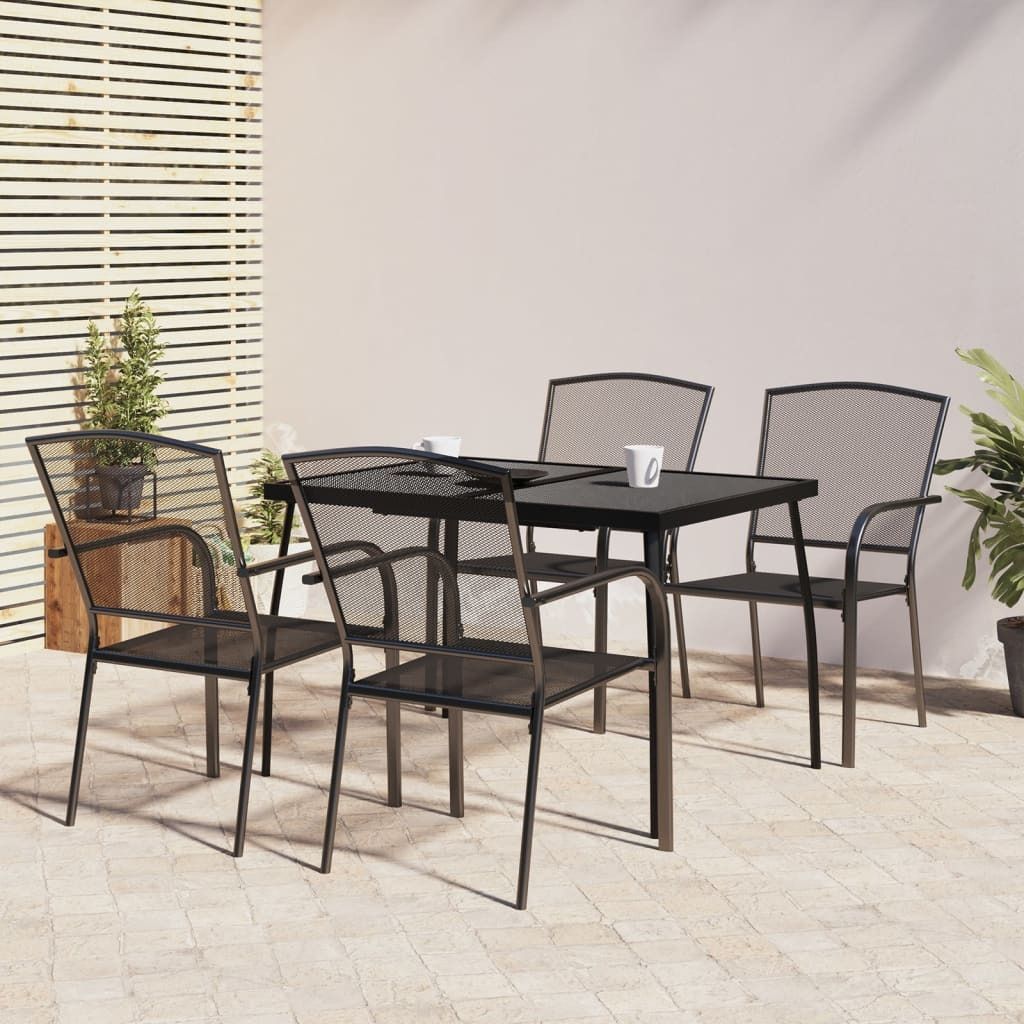 The Living Store 5-tlg. Garten-Essgruppe Anthrazit Stahl