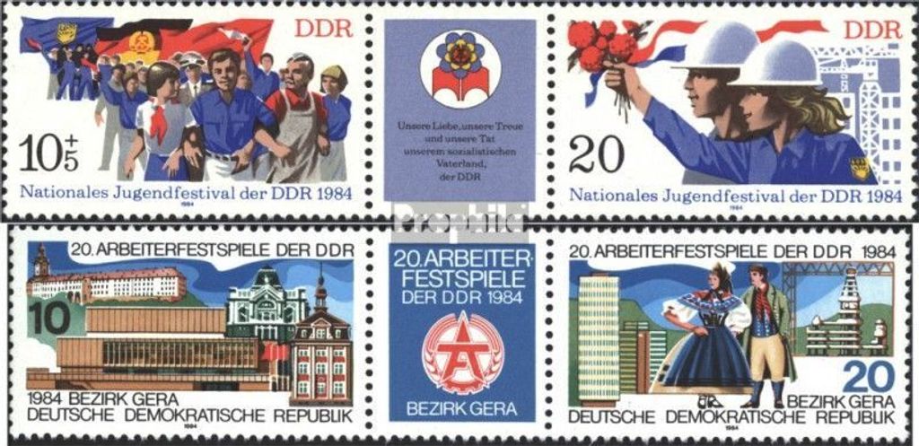 Briefmarken DDR 1984 Mi WZd589,WZd595 (kompl.Ausgabe) gestempelt Nationales Jugendfestival