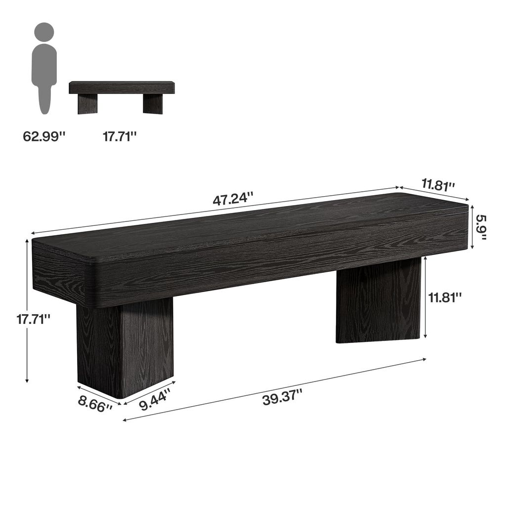 Tribesigns Flurbank, 120 cm, zwart, met prismastructuur | Productafbeelding 