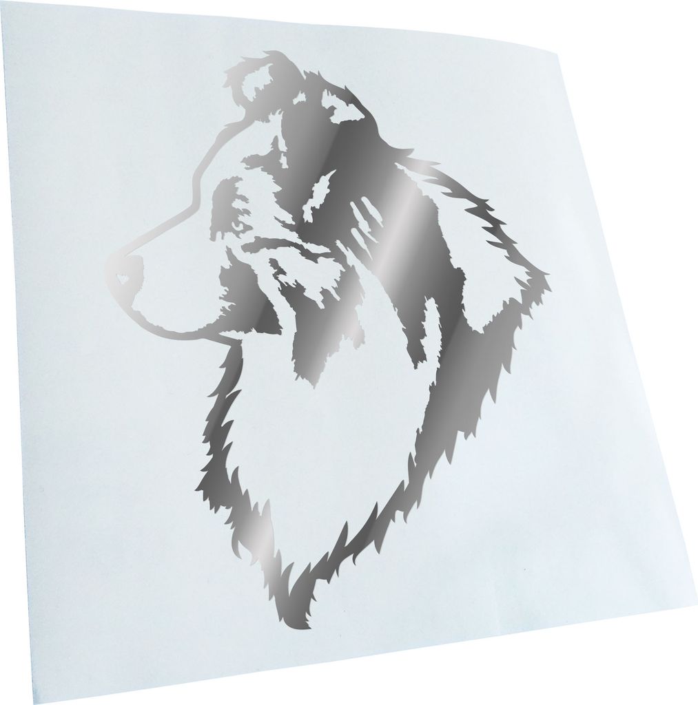 Kiwistar - Autoaufkleber - Australian Shepherd Blue Merle - Chrom - 30x25cm - Aufkleber für Auto, Laptop, Fahrrad, LKW, Motorrad mehrfarbig JDM De...