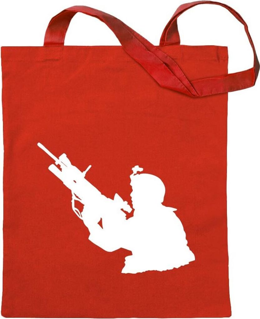 Kiwistar - Baumwolltasche - rot - Armee - Motiv 1 - special forces - Tragetasche Stoffbeutel Umhängetasche langer Henkel