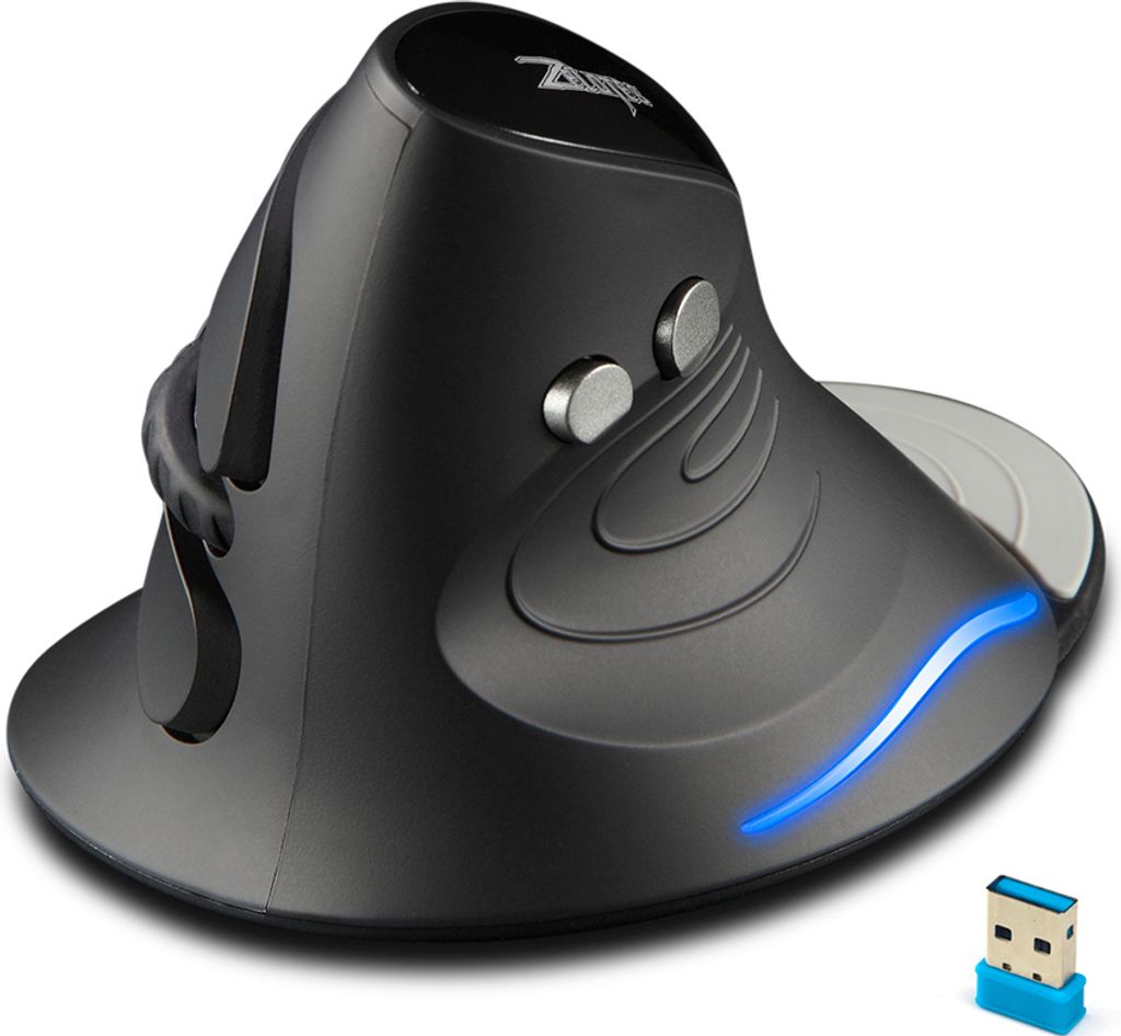 ZELOTES F-17 Vertikale Maus 2,4 GHz Wireless Gaming Mouse 6 Tasten Ergonomische optische Maeuse mit 3 einstellbaren DPI fuer PC-Laptop