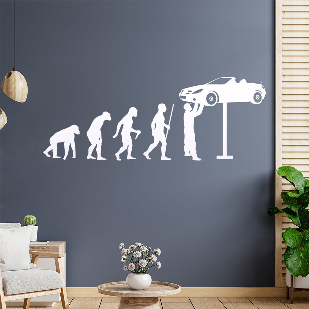 Automechaniker Evolution Wandtattoo Wandaufkleber Wall Sticker - Dekoration, Küche, Wohnzimmer, Schlafzimmer, Badezimmer