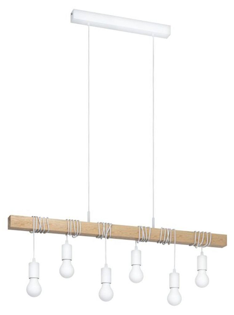 Lampadario A Sospensione Townshend Acciaio Legno 6 Luci E27 Immagine del prodotto 