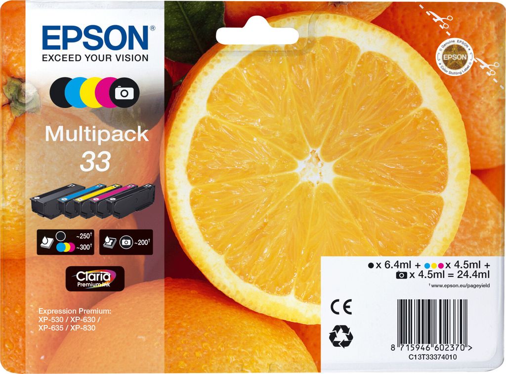 Epson 33 Series Claria Premium Multipack 5 Colour Ink Image du produit 