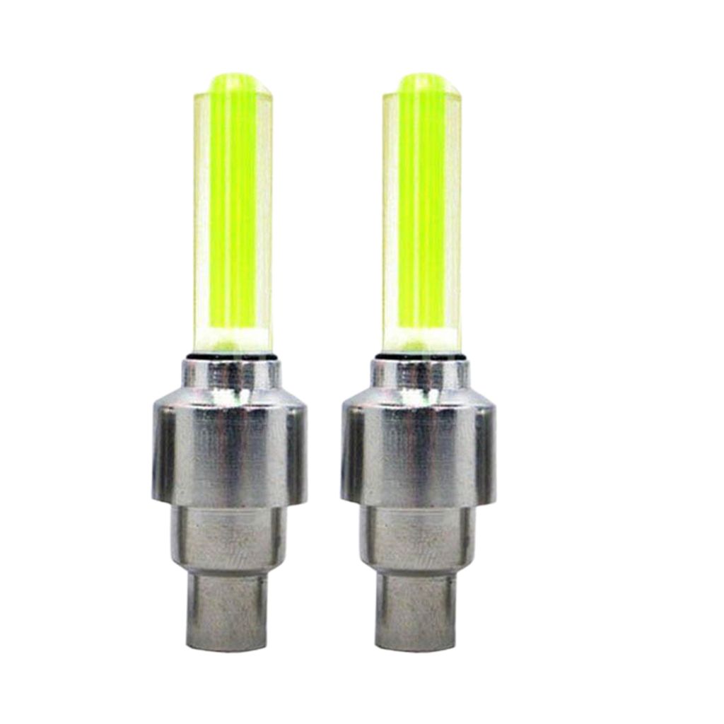 2 Stück Reifenventil Licht Fahrrad Motorrad Rad Reifen-Lichtkappe Blitzlampe Neon-Gelb
