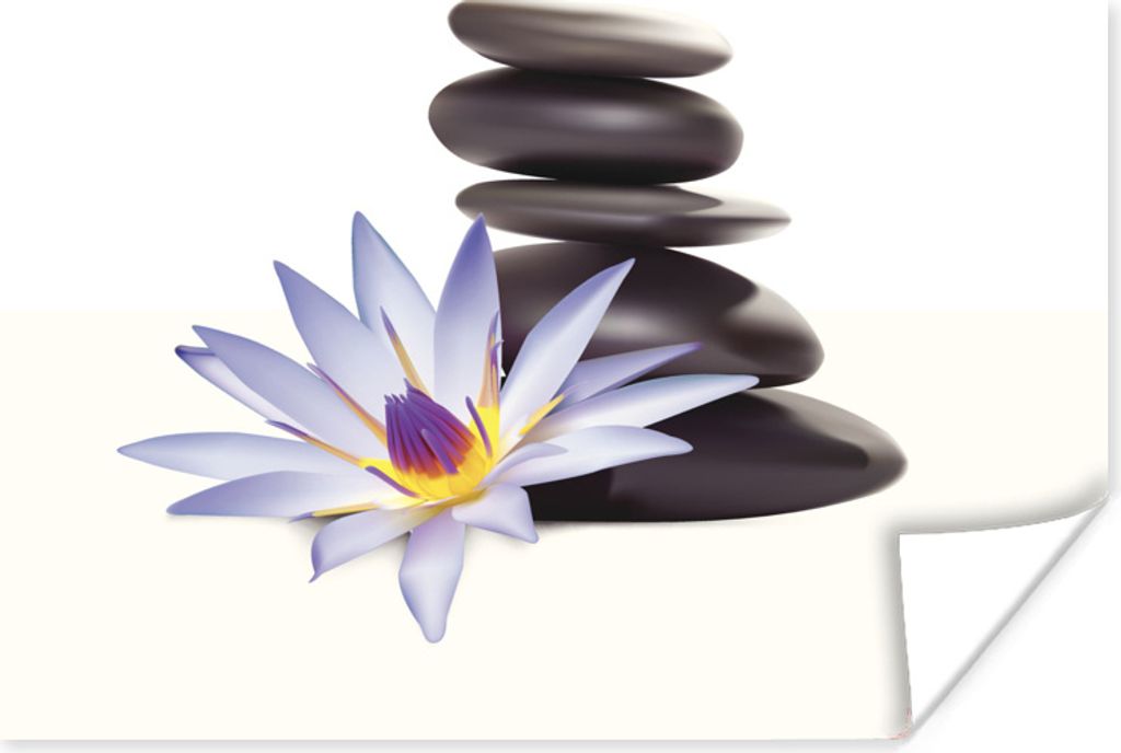 MuchoWow Poster Zen-Steine in der Nähe einer Blume 120x90 cm - Wandbild