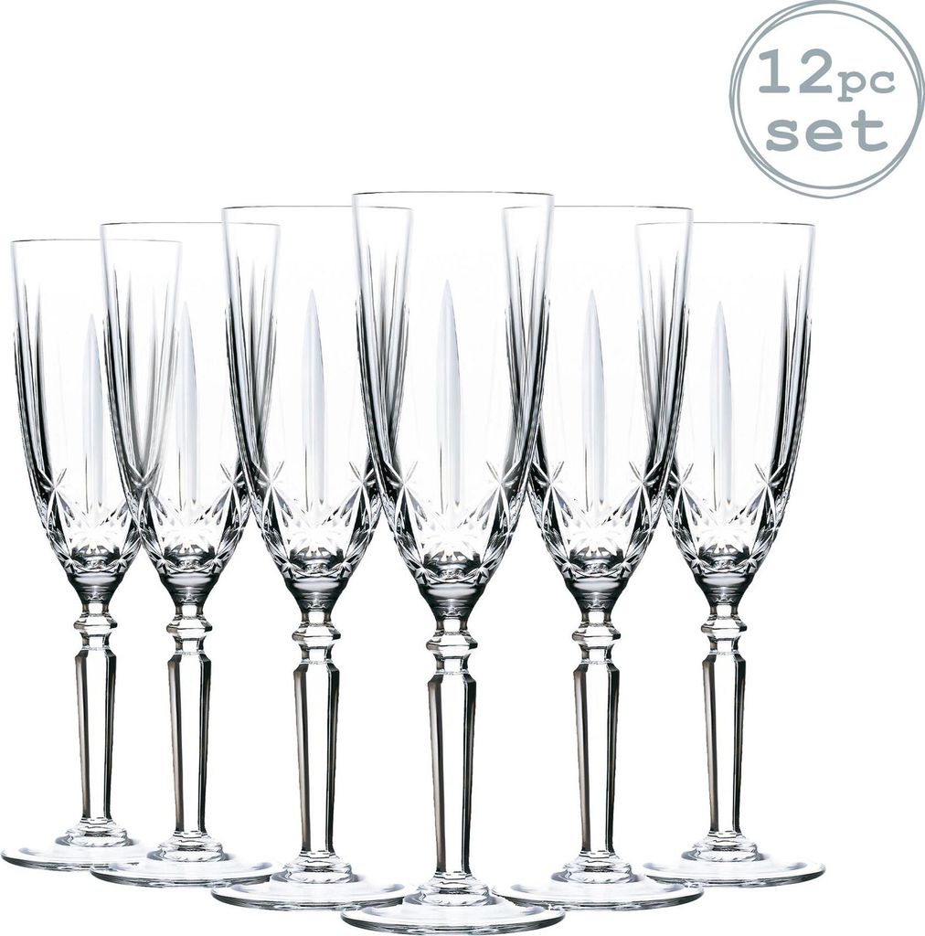 RCR Kristall Orchestra Cut Glas Champagner-Flöten-Gläser Set - 200ml - Packung mit 12