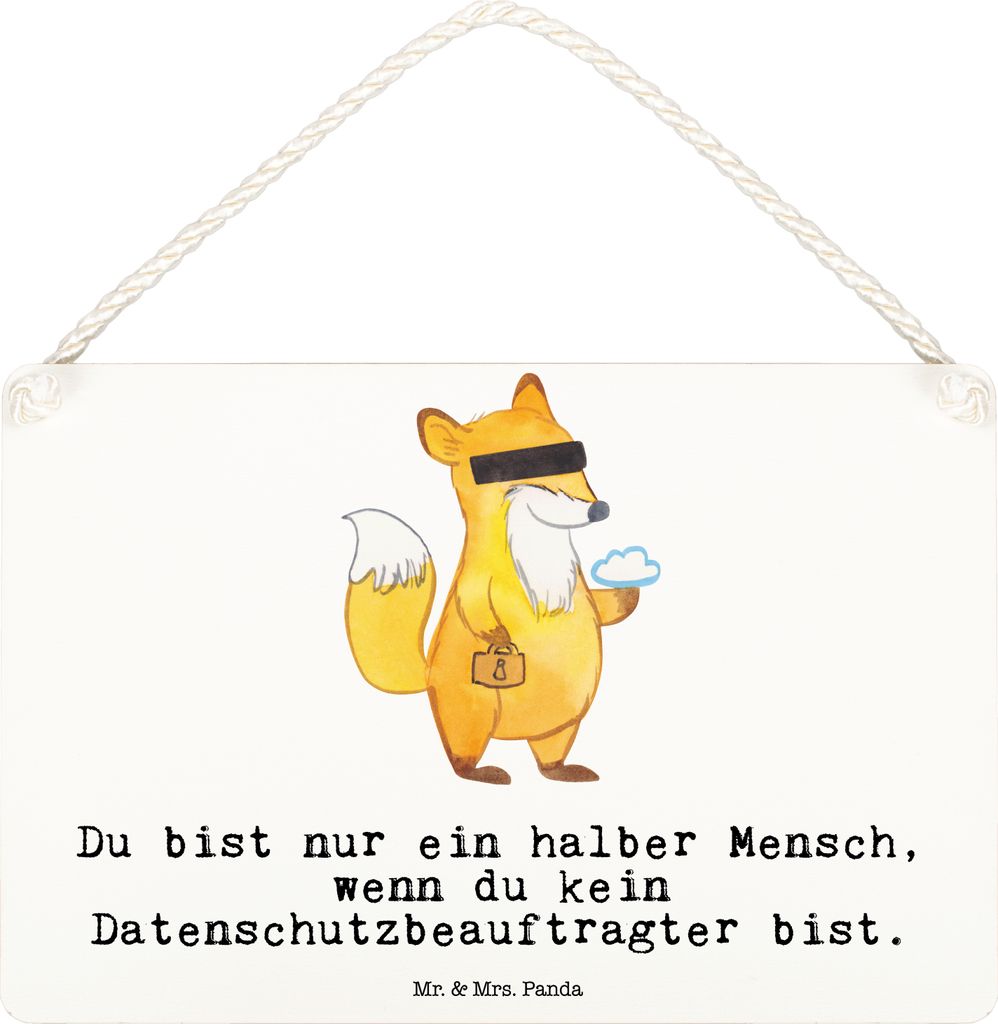 Mr. & Mrs. Panda Schild Datenschutzbeauftragter Herz DIN A6 - Weiß - Geschenk, kleine aufmerksamkeit, Türschild, holzbild, hängeschild, Datensch...