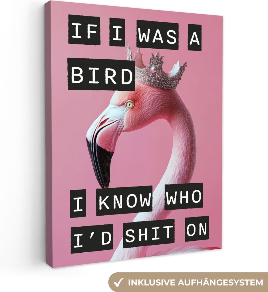 Leinwand Bilder 30x40 cm - Flamingo - Rosa, Leinwand Bilder, Wanddeko, Gemälde