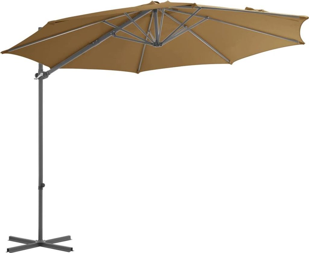 vidaXL Ampelschirm mit Stahl-Mast 300 cm Taupe
