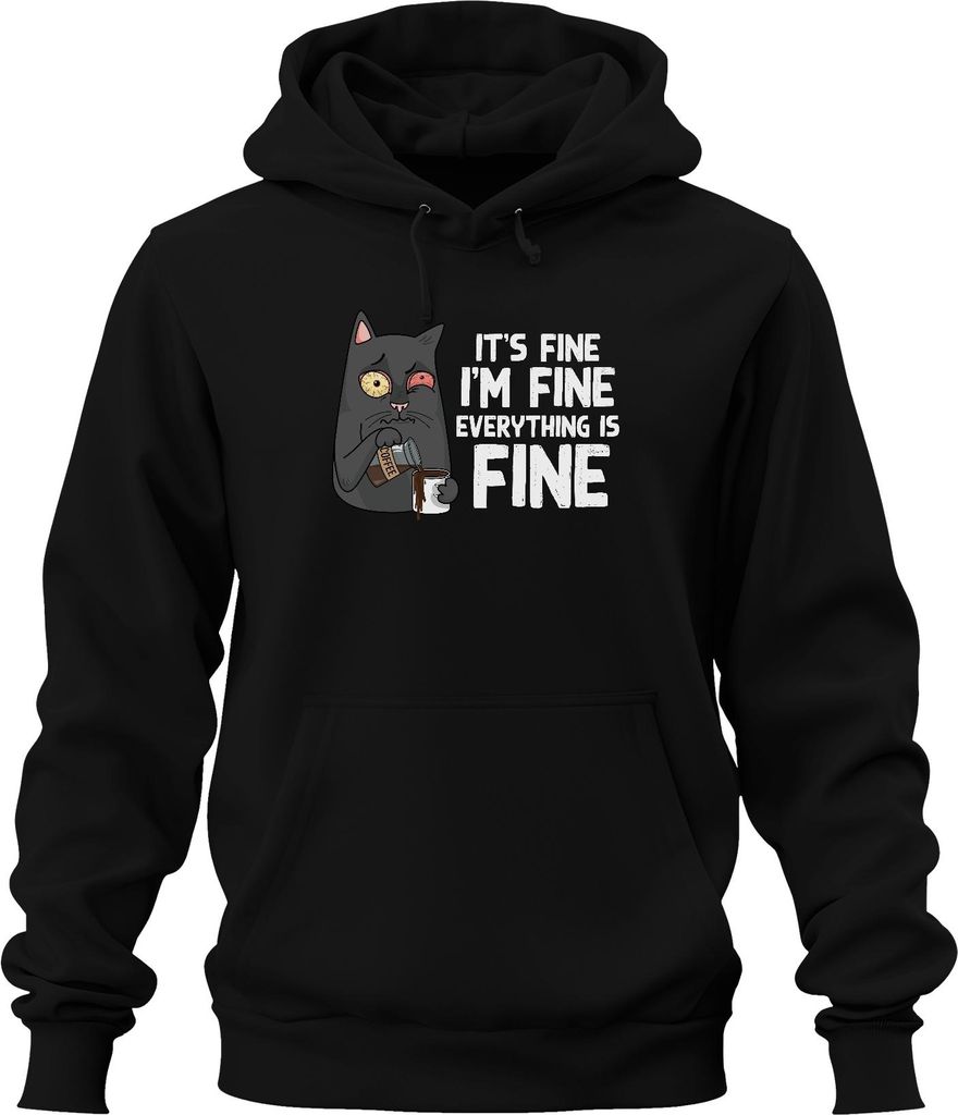 Lustige Katze Kaffee Spruch Im Fine Morgenmuffel Humor Stress Uni Hoodie Kapuzenpullover, Schwarz, S