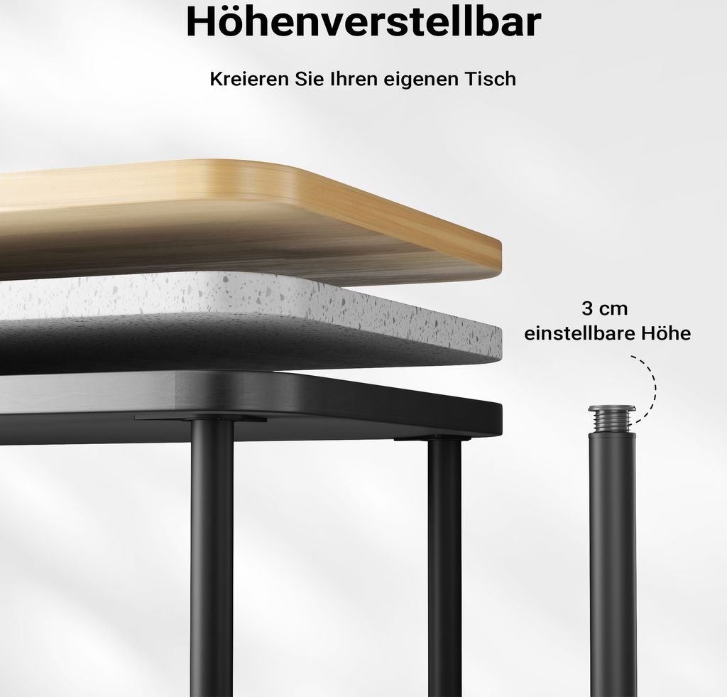 Wiltec Edelstahl Tischbein Set, schwarz, 4 Möbelfüße Ø 60 Produktbild 5