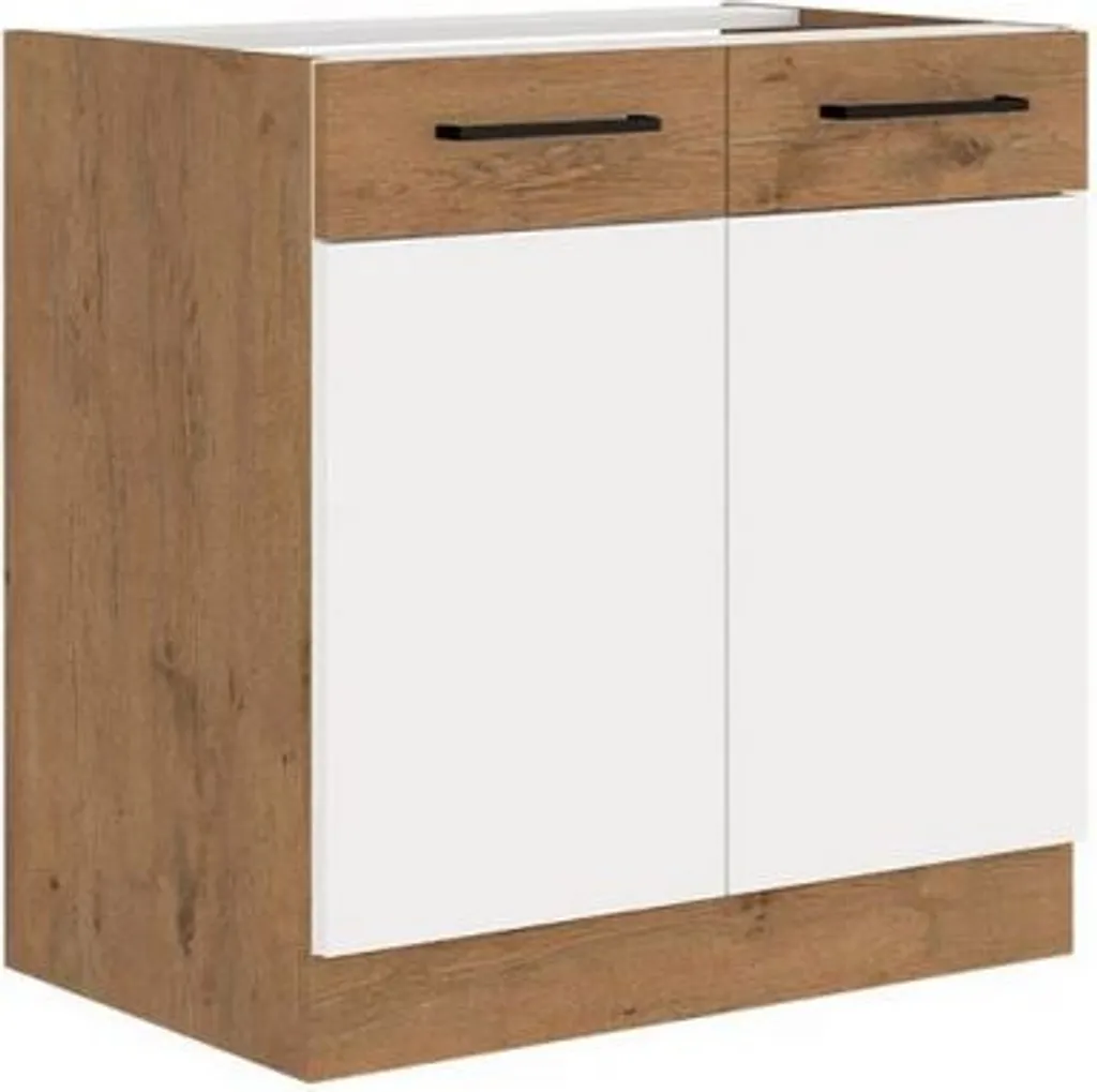 Soluzione Sottolavello 80 cm ZHILAN Rovere Lancelot e Bianco Lucido