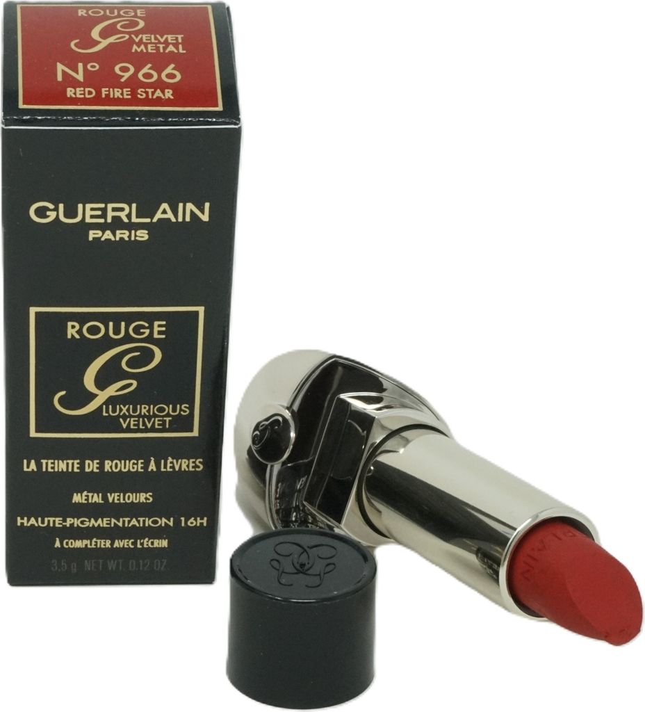 Guerlain Rouge G Luxurious Velvet Metal Lipstick Shade Lippenstift 3,5g No 966 Red Fire Star