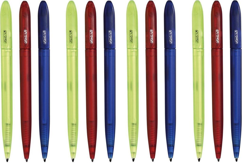 12 Herlitz Kugelschreiber / 3 verschiedene transluzente Farben