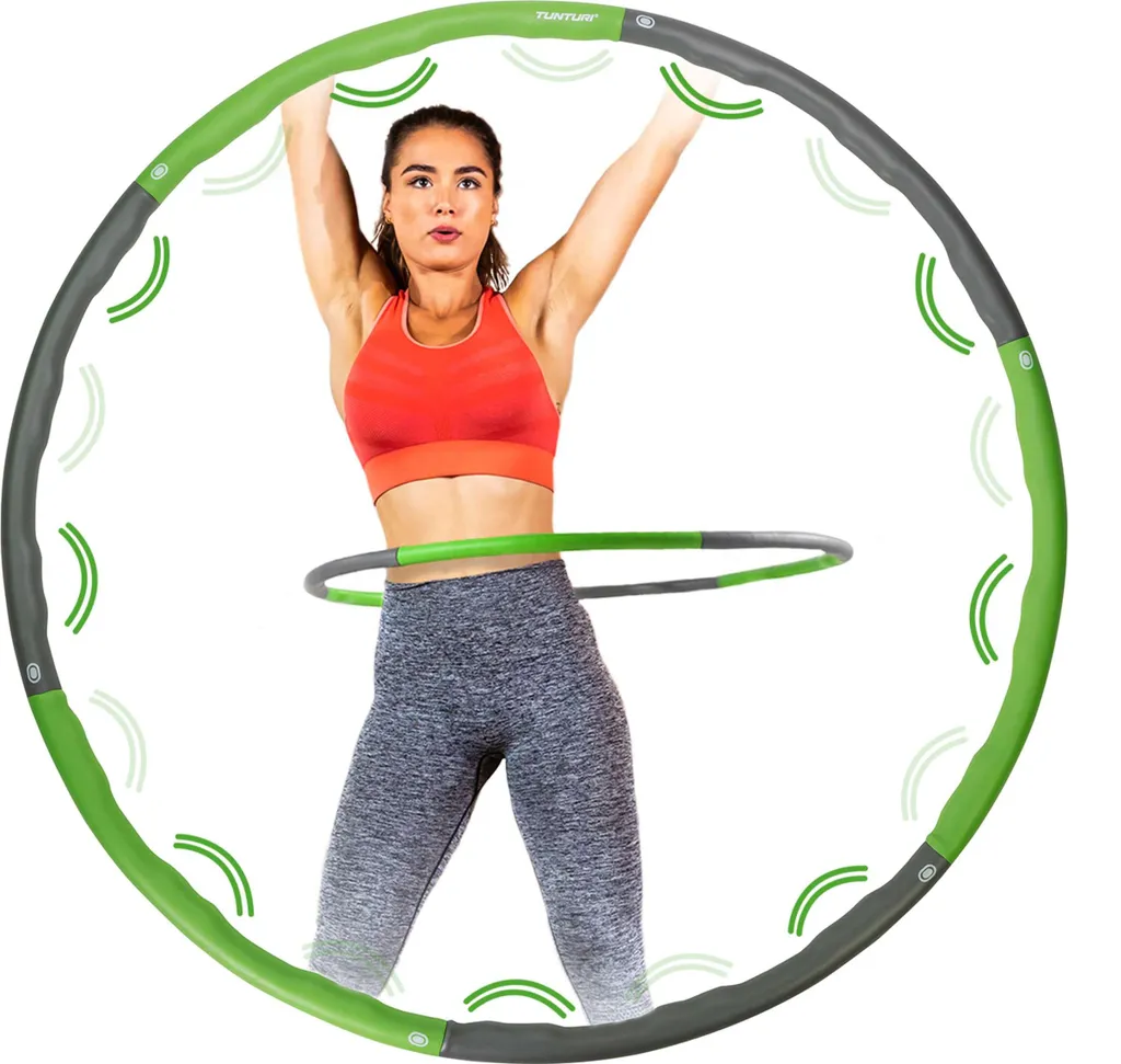 Hula Hoop de 1.5kg Tunturi avec Mousse de Confort - Cerceau Sportif Gris