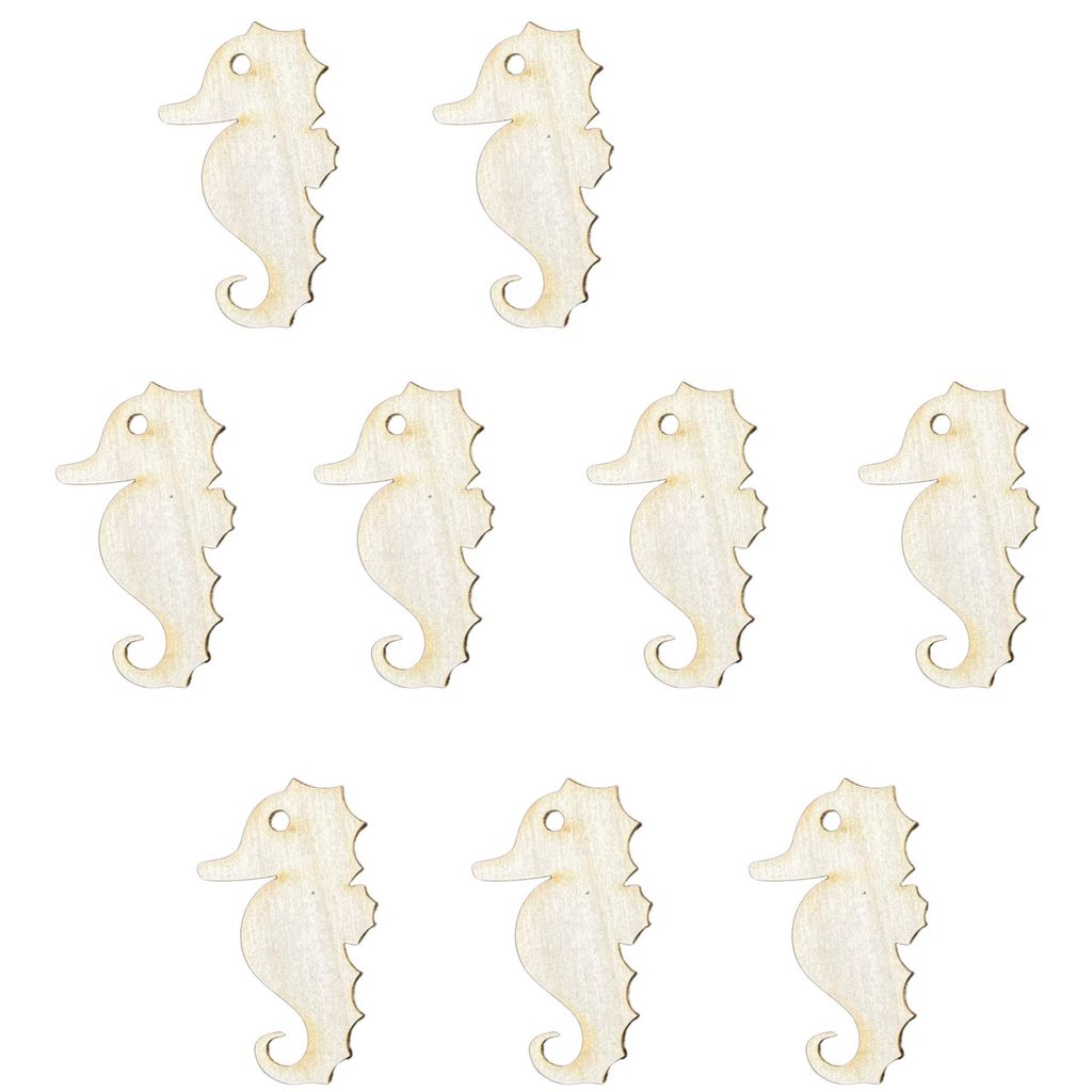 9 Stück Holz Seepferdchen Verzierungen – 3,5 x 6,5 cm – DIY Holzfiguren aus Sperrholz – Lasergeschnitten – Naturdeko, Basteln, Scrapbookin...