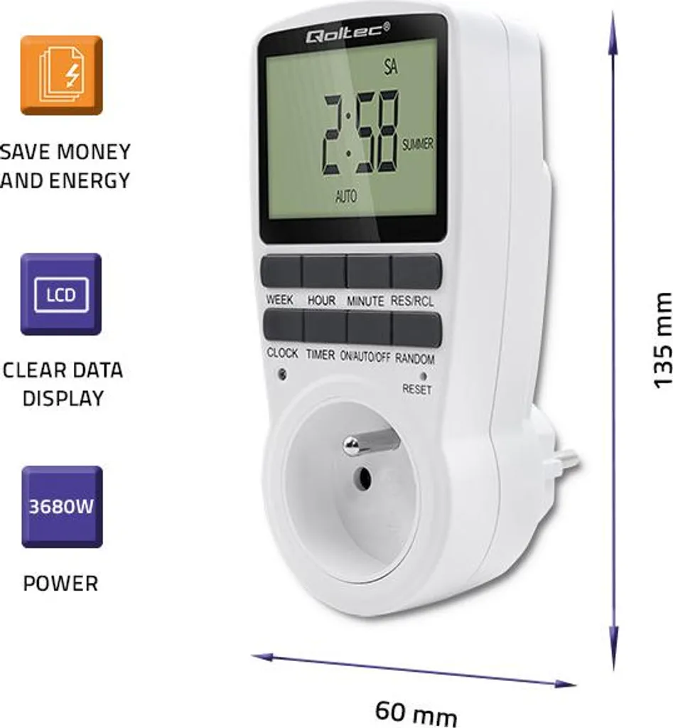 Programmateur LCD Qoltec PC0628 avec batterie de secours et 10 cycles - 3