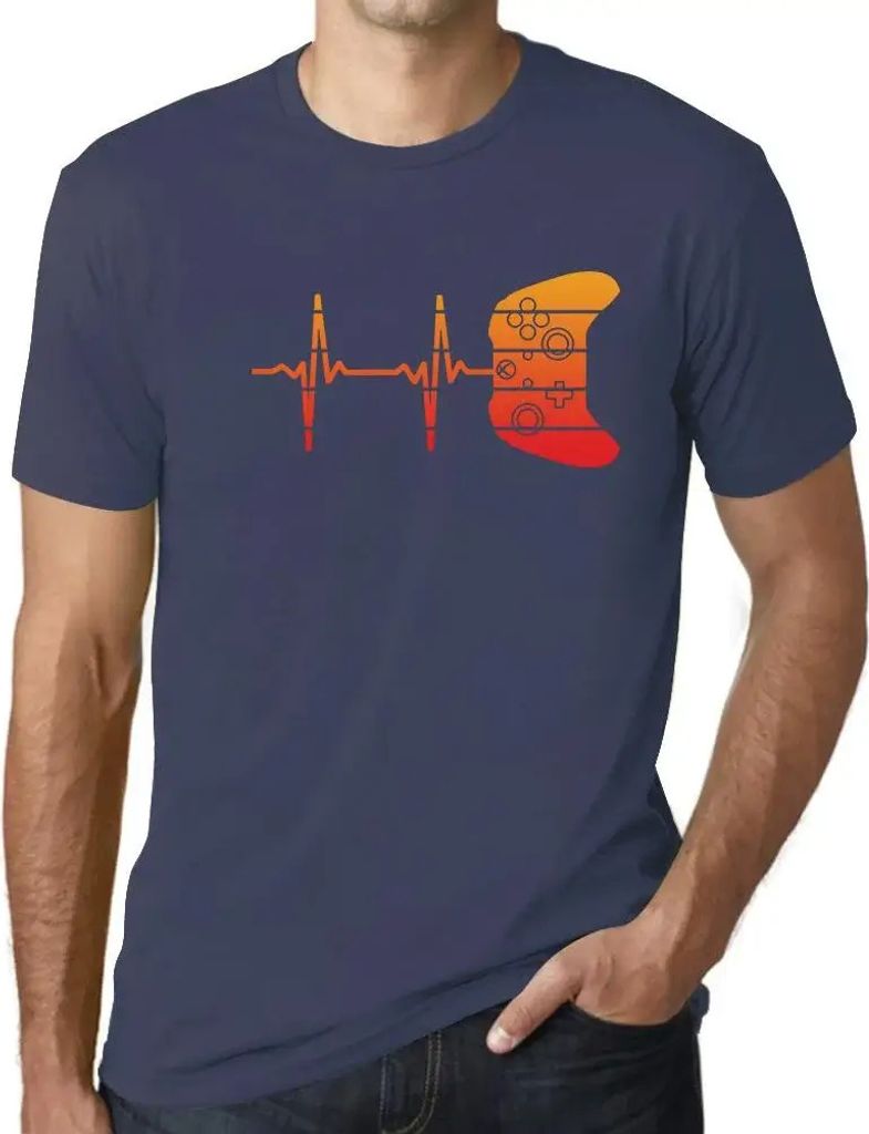 Herren Grafik T-Shirt Gamer Herzschlag lustig Gaming – Gamer Heartbeat Funny Gaming – Öko-Verantwortlich Vintage Jahrgang Kurzarm Lustige Druck