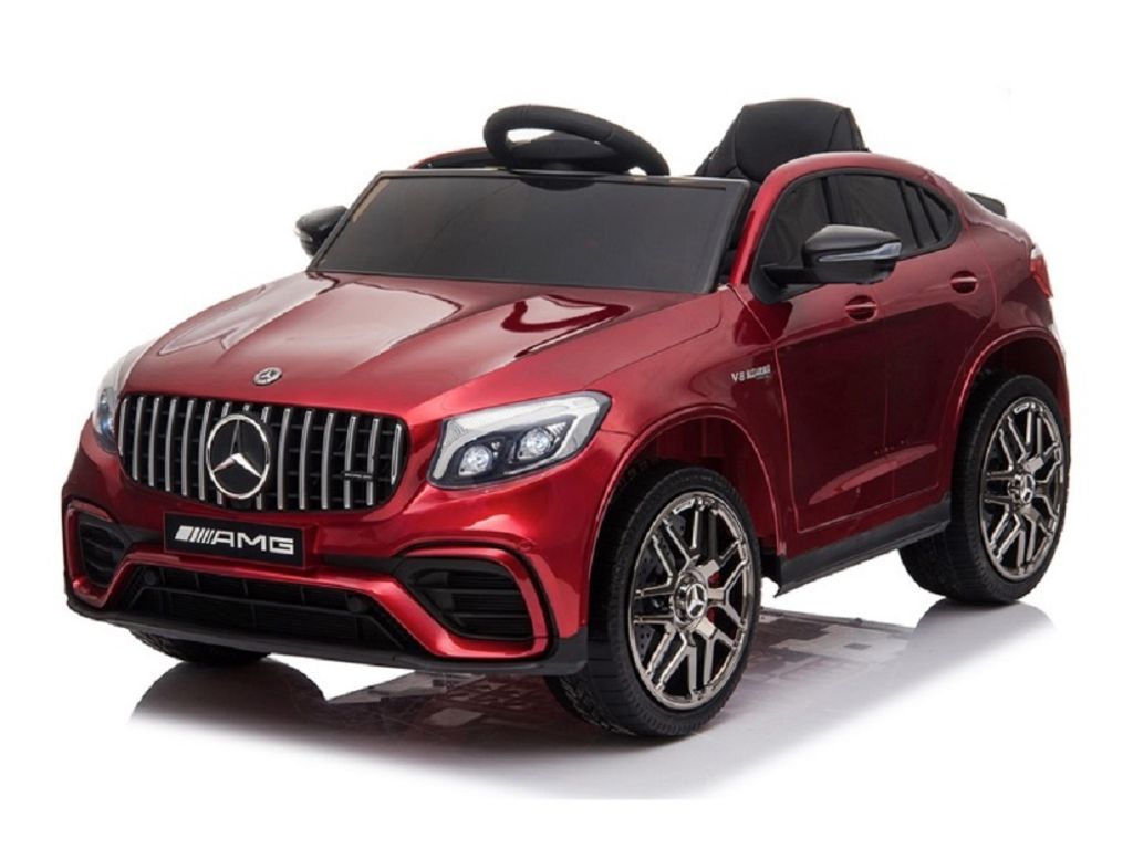 Kinder Elektroauto Mercedes Benz GLC63 S zwei Motoren, LED, Audio, rot
