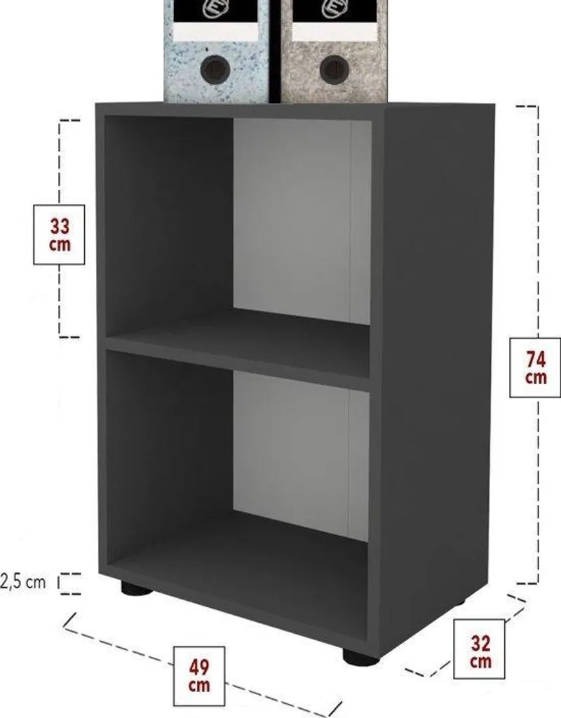Étagère Nestly 2 compartiments 49x74cm finition anthracite haute densité - 3