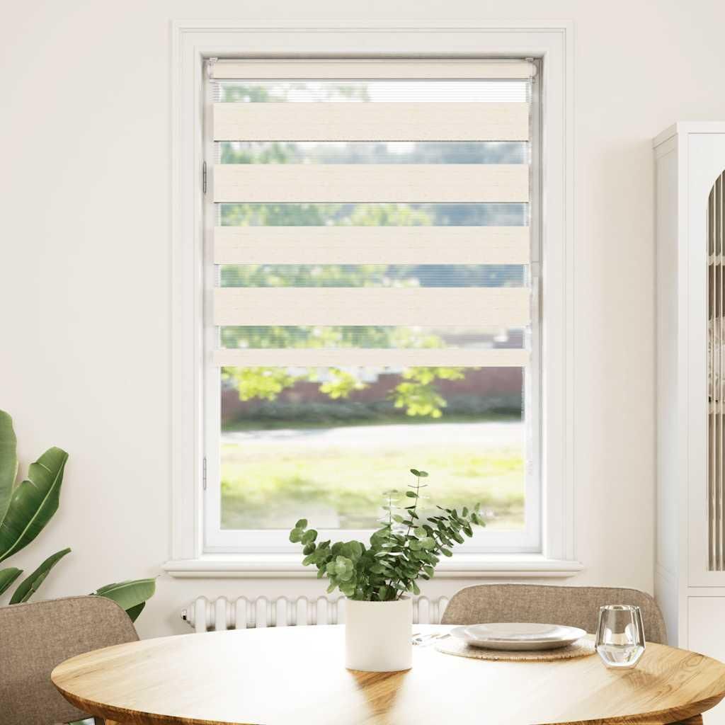 vidaXL Doppelrollo Marmorbeige 85x150 cm Stoffbreite 80,9 cm Polyester