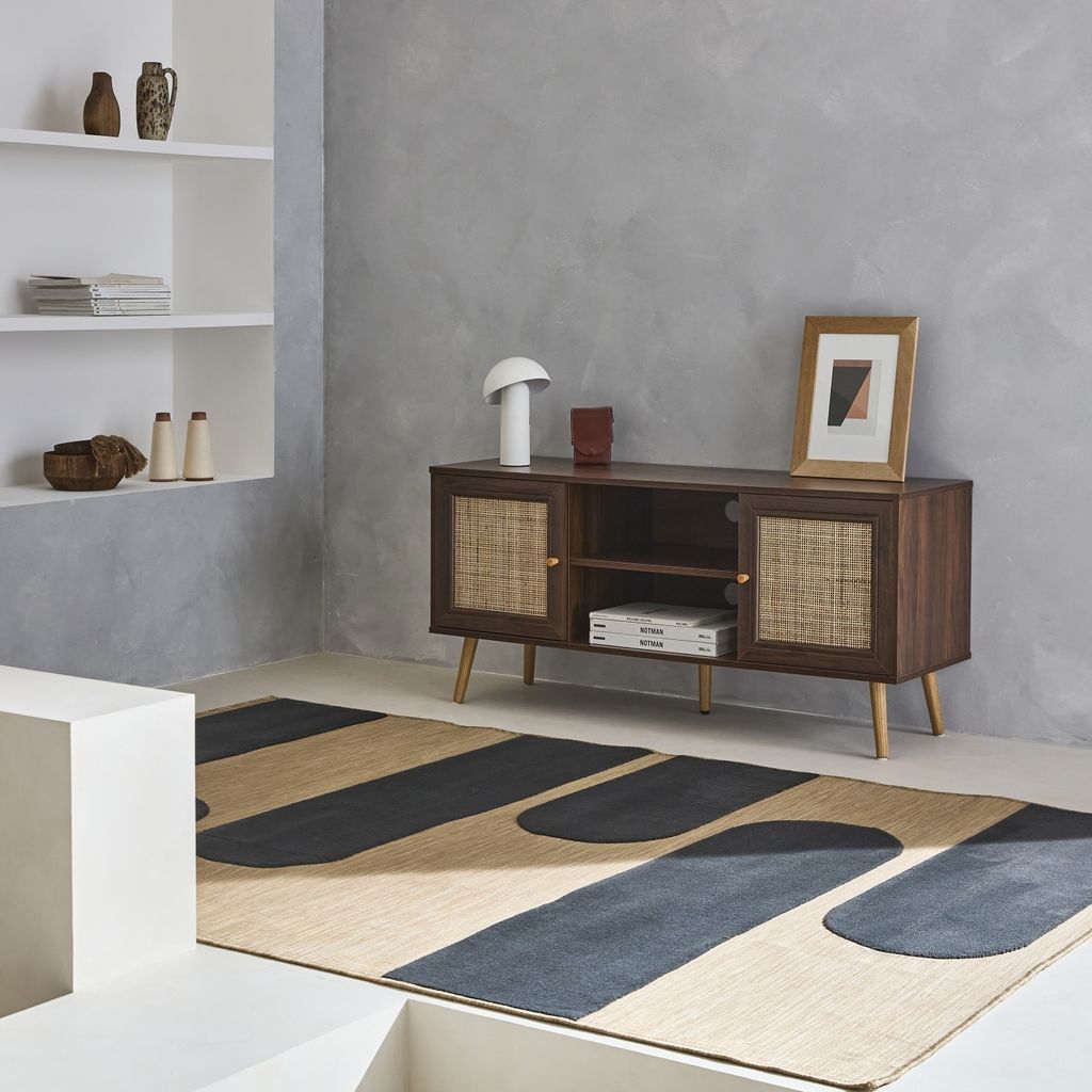 sweeek - TV-Möbel mit Rattangeflecht 120 x 39 x 56,5 cm - Produktbild 2