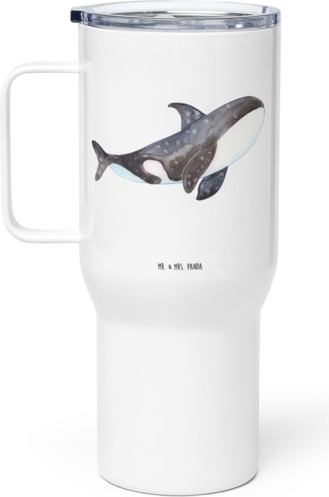 Mr. & Mrs. Panda Teetasse Orca - Weiß - Geschenk, Meer, Thermobecher, Arbeit, thermosbecher, Kaffee-to-go-Becher, Edelstahl-Thermobecher, Thermos-...