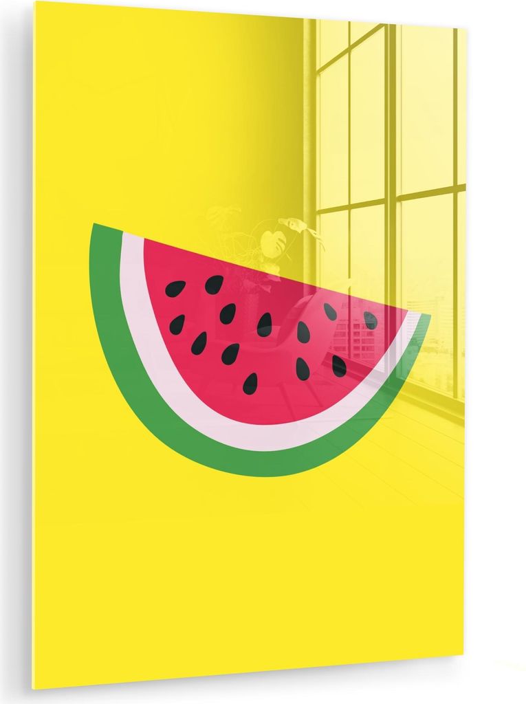 MuchoWow Glasbilder - Bilder auf Wandbild - Foto auf Glas Obst - Wassermelone - Gelb 30x40 cm Wanddekoration aus Glas - Acrylglasbild - Acrylbilder...