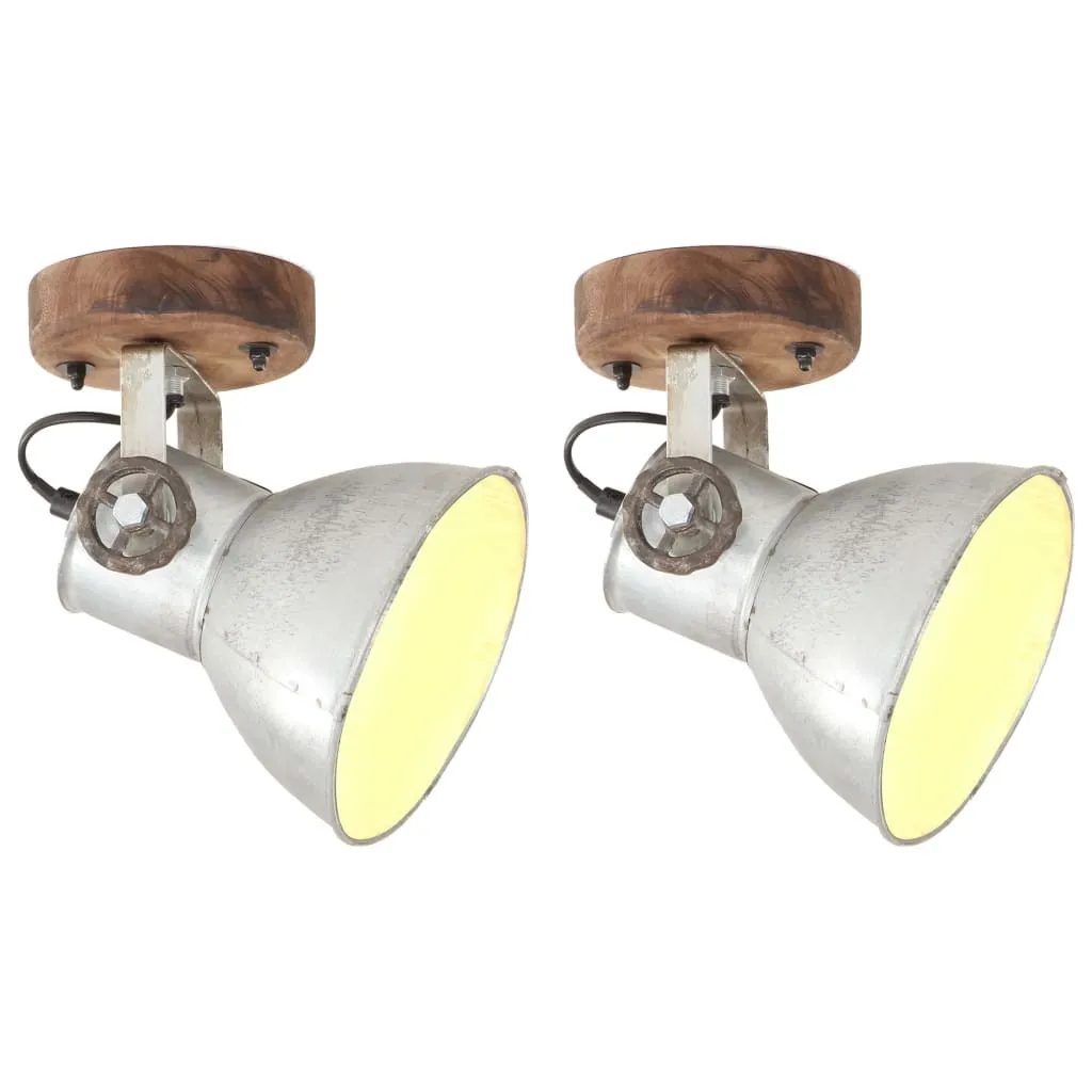Set 2 Applique Industriali Argento E27 The Living Store 20x25cm
