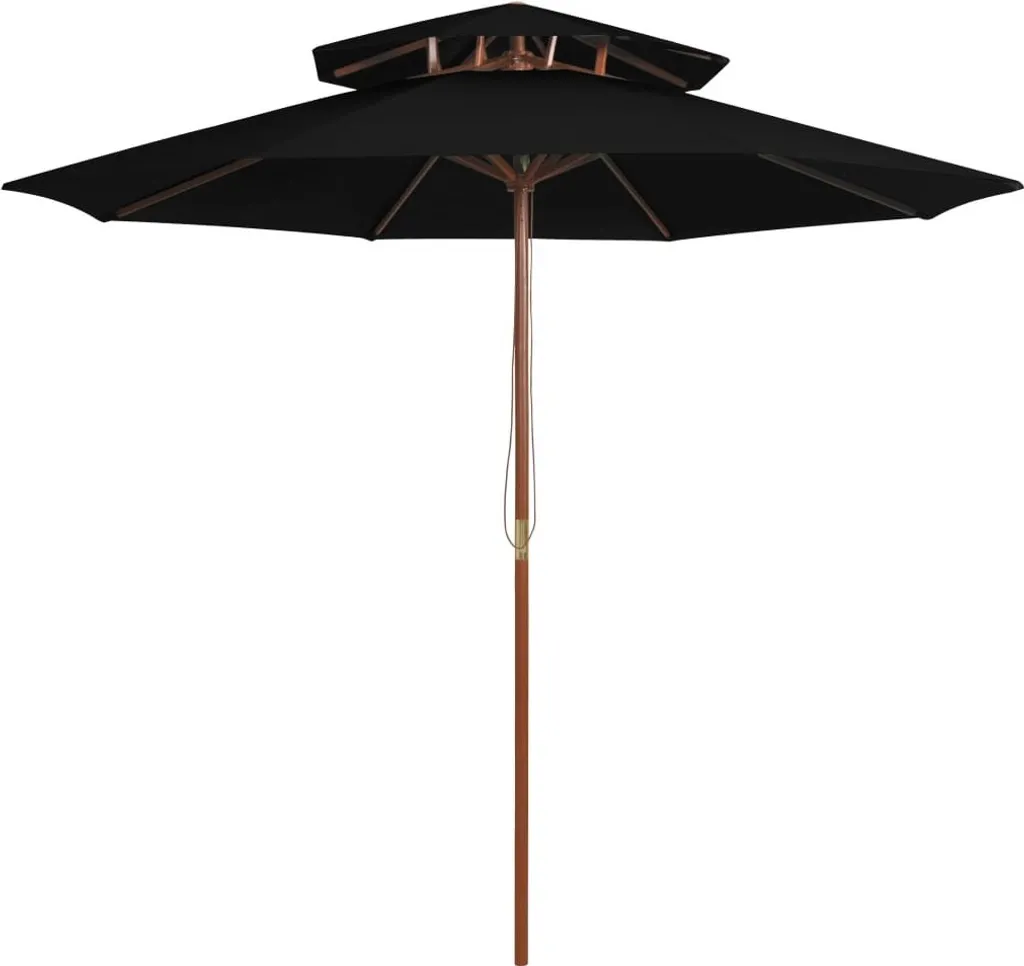 Ombrellone da Giardino 2.7m Nero | Struttura Legno | Spedizione Rapida