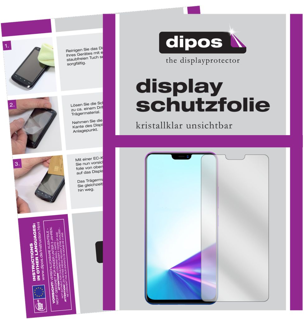 6x Schutzfolie für Vivo Z3x klar Displayschutzfolie Folie Display Schutz dipos