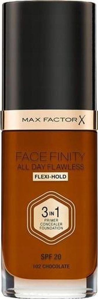 Max Factor Facefinity 3-in-1 All Day Flawless Liquid Foundation SPF 20 102 Chocolate 30 ml
