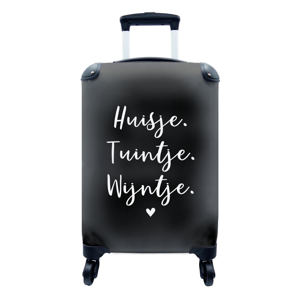 MuchoWow Koffer Handgepäck Trolley Rollkoffer Kleine Reisekoffer mit 4 Rollen - Haus, Garten, Wein - Zitate - Text - Wein - Haus - Cabin Size < ...