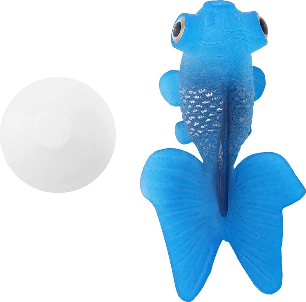 Aquarium Deko, lustiger Kunst-Silikonfisch als Schwimm-Ornament, Blauer Goldfisch