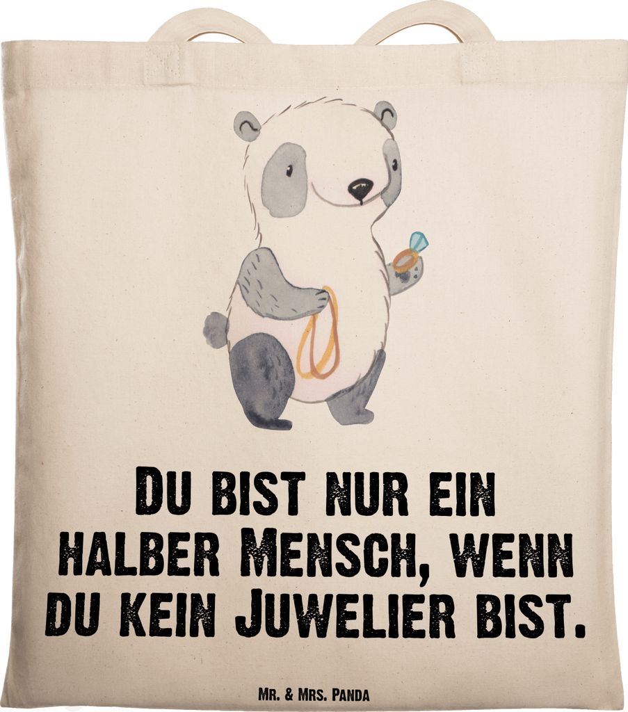 Mr. & Mrs. Panda Beutel Juwelier Herz - Transparent - Geschenk, Shopping Tasche, totebag, Laptoptasche, Spruch, Lustig, Goldschmied, Schultasche, T...