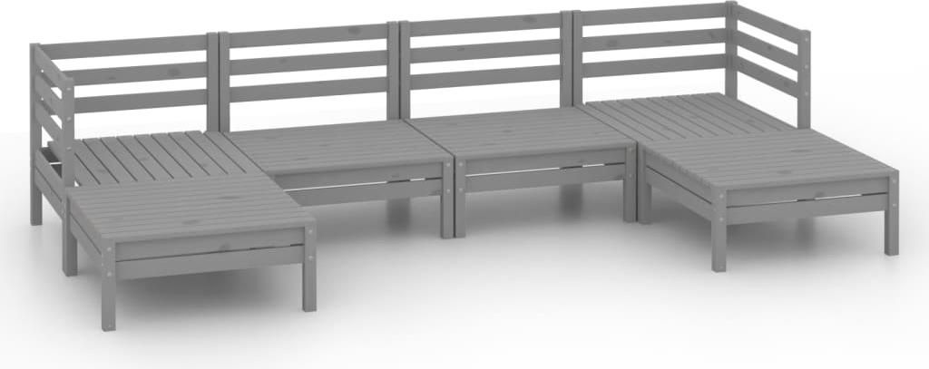 vidaXL 6-tlg. Garten-Lounge-Set Grau Massivholz Kiefer Produktbild 