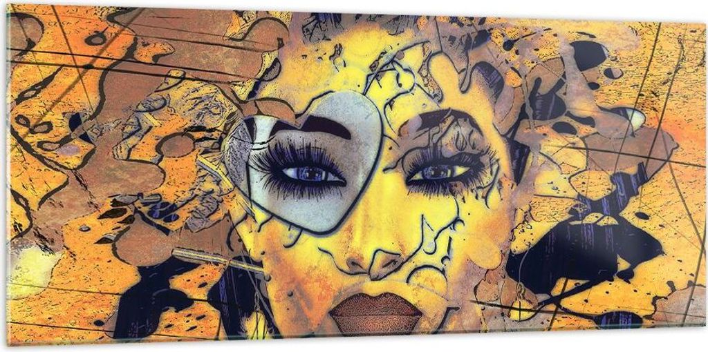 Bilder auf glas - Gesicht Frau - 120x50cm - Glasbilder - Wandbilder - Kunstdruck - zum Aufhängen bereit - Wanddekoration aus Glas - Glas Bilder - ...