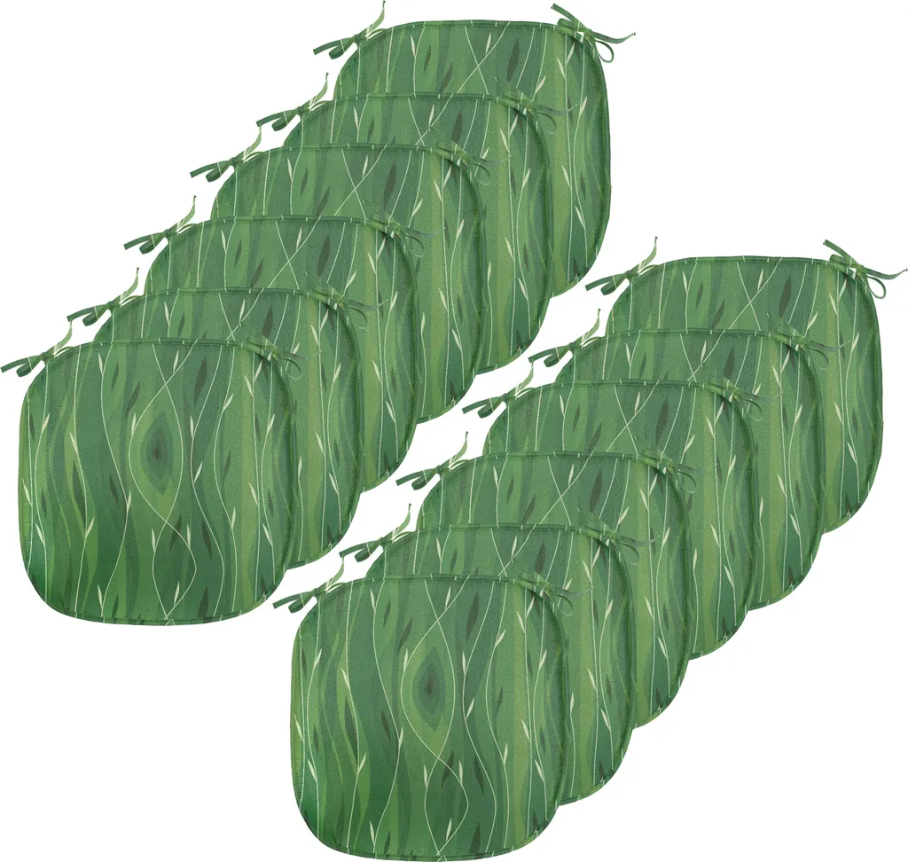 ABAKUHAUS Rivestimento verde per sedie da sala da pranzo, stile retrò primaverile, cuscino decorativo impermeabile con cinturini per sedie da cucina, 40 cm x 40 cm, confezione da 12, verde chiaro verde felce - 1