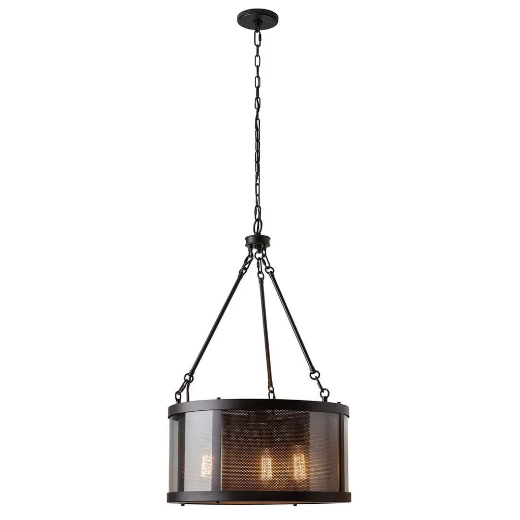 Suspension Bluffton Feiss en bronze huilé 3xE27 métal 248cm de haut