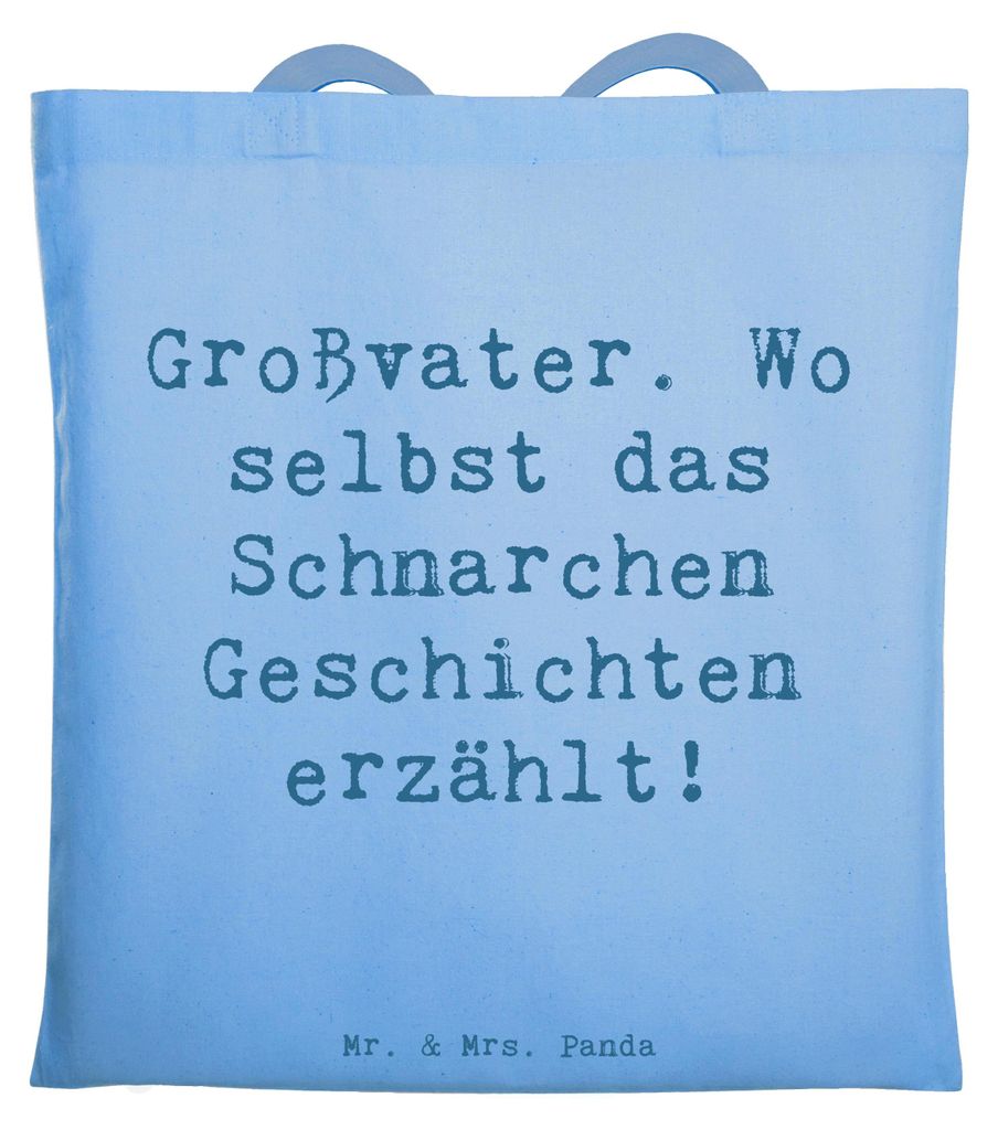 Mr. & Mrs. Panda Tote Bag Spruch Großvater Geschichten - Sky Blue - Geschenk, Dankeschön, Humor, für, herzerwärmende Sprüche, Familie, festiva...