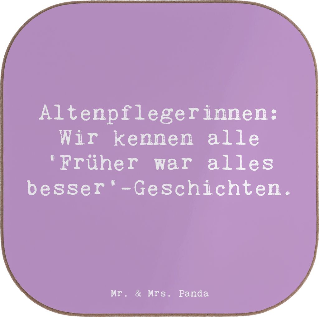Mr. & Mrs. Panda Untersetzer für Gläser Spruch Altenpflegerin Geschichten - Lavendeltraum - Geschenk, Geschenke mit Herz, Pflege, Schmunzeln, Ber...