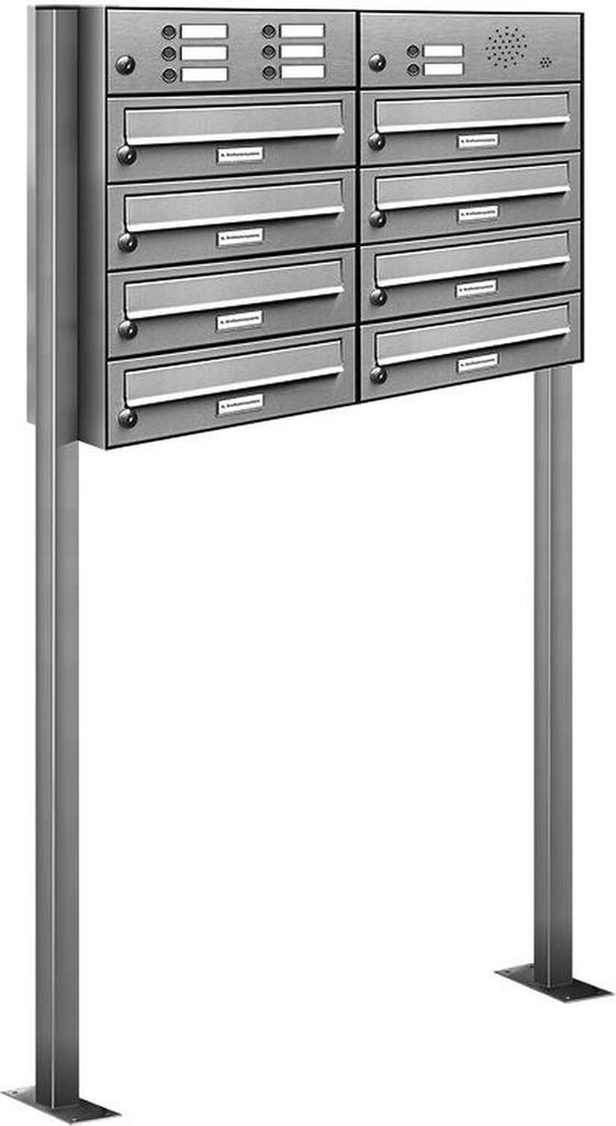 8er V2A Edelstahl Briefkasten Standanlage Freistehend mit Klingel