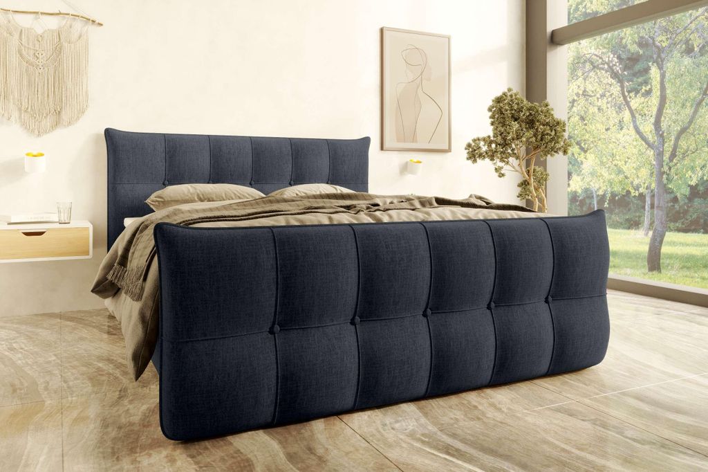 99rooms Divan Plus Boxspringbett Jacquard TRESOR Schwarz 180x200 cm