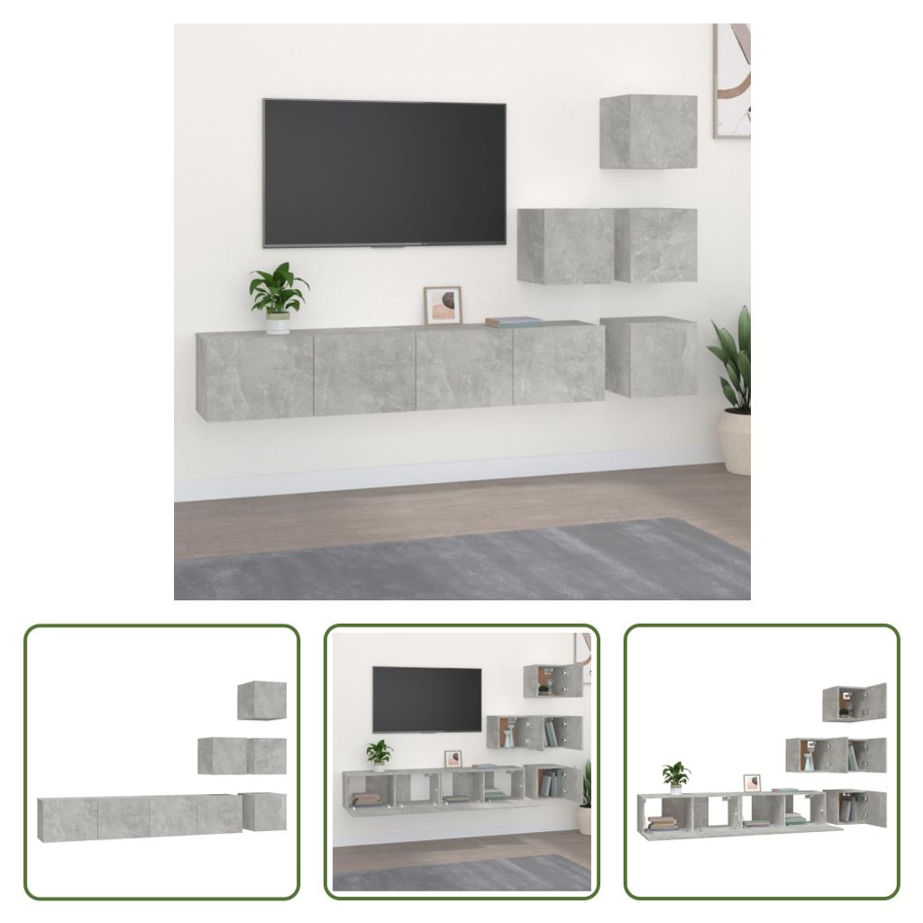 The Living Store TV-Wandschrank Betongrau Holzwerkstoff