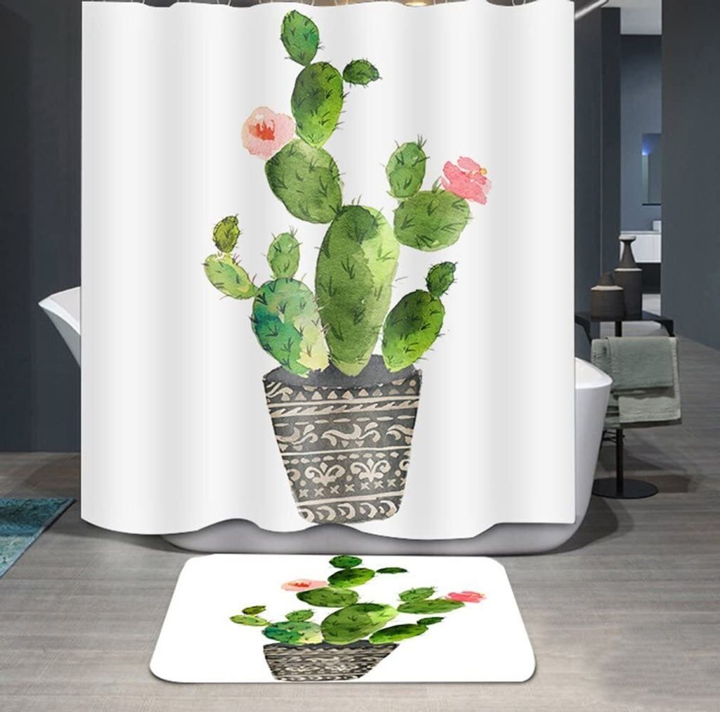 Duschvorhang Textil Wasserdicht Duschvorhang Anti-schimmel Pflanzen Digitaldruck Waschbar mit 12 Duschvorhang Ring 100x200cm(Keine Matten) Topfpfla...
