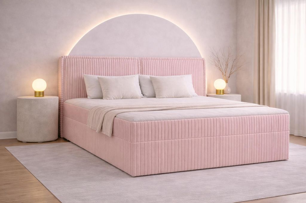 MOEBLO Boxspringbett Bett 04 – Boxspringbett aus Cord, Produktbild 