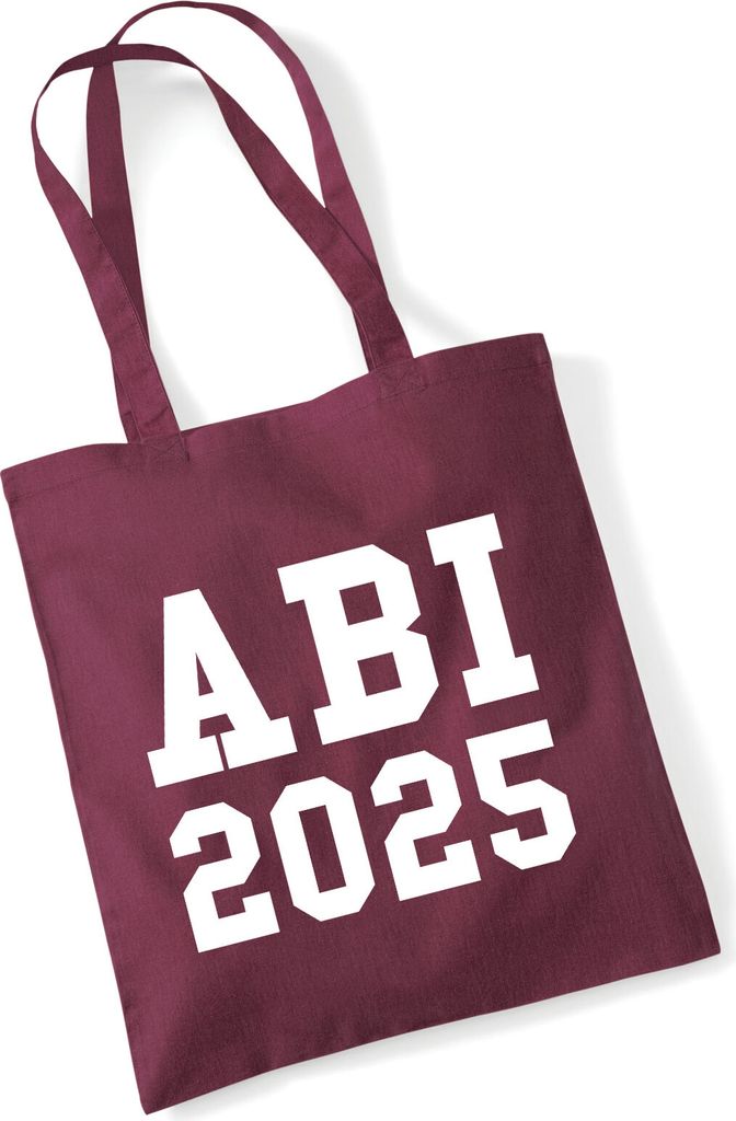 Huuraa Jutebeutel ABI 2025 Abitur 10 Liter Burgundy Baumwolle Tasche Geschenkidee