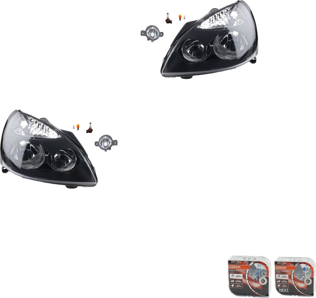 Johns, Scheinwerfer + Osram Night Breaker Laser passend für Renault Clio BB BC CB 01-05 8200002469 2615589925 26155AU325 B4A558990A 2615500Q00 261...
